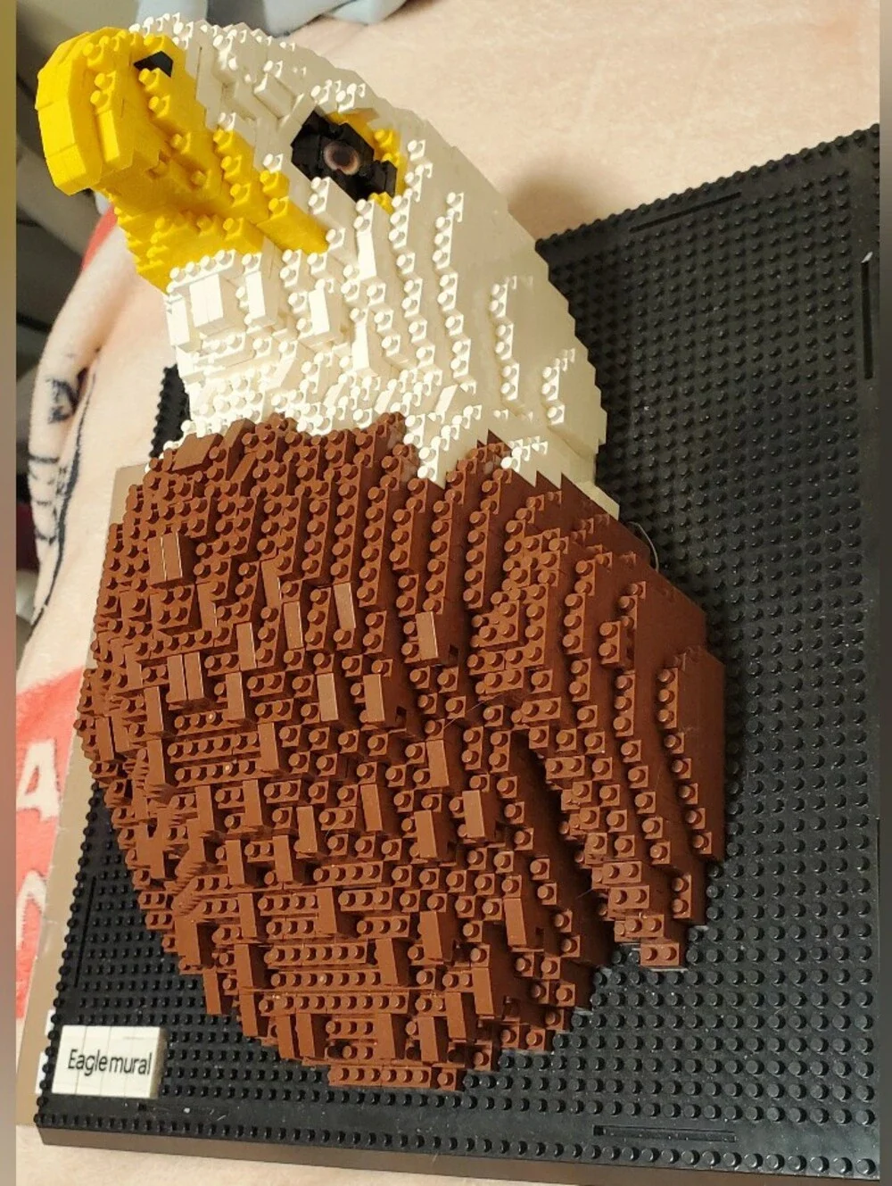Eagle Wall Mural Mini Building Block Kit - White, Brown, Yellow